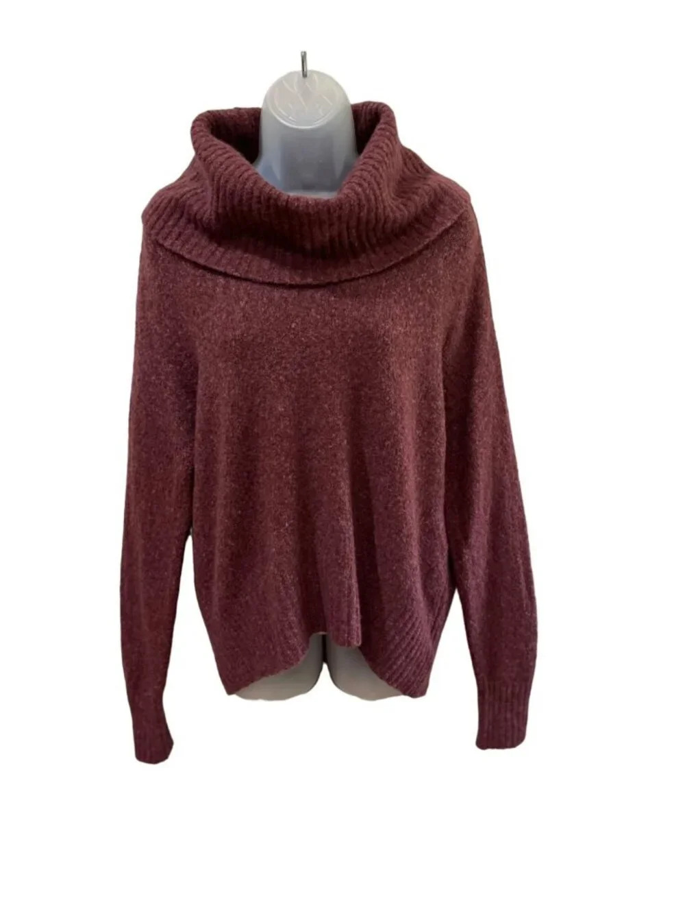 Michael Kors Burgundy Hi-Low Turtleneck Sweater Women’s M/L Oversized Wool Blend